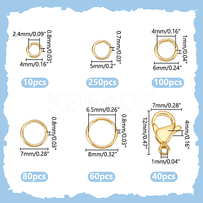 530Pcs 5 Styles 304 Stainless Steel Open Jump Rings and 10Pcs Lobster Claw Clasps STAS-WR0001-30A-1