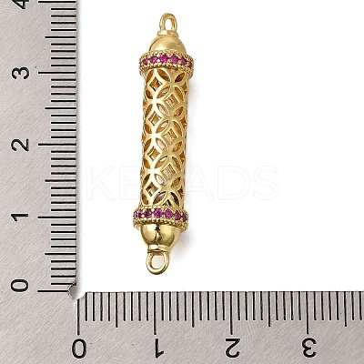Rack Plating Brass Micro Pave Cubic Zirconia Hollow Column Links Connector Charms ZIRC-F142-50B-G02-1