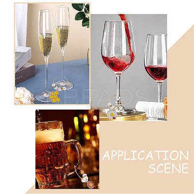 16Pcs 16 Style Bees & Flower Theme Alloy Enamel Wine Glass Charms AJEW-BC0003-91-1