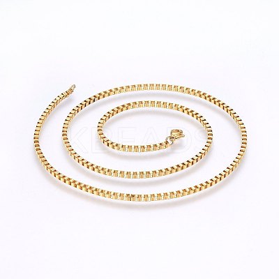 304 Stainless Steel Box Chain Necklaces NJEW-F226-05G-03-1