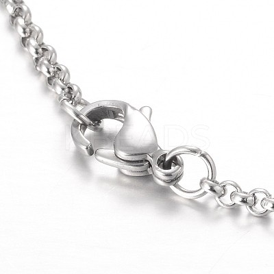 Moon & Star Stainless Steel Gemstone Charm Bracelets BJEW-JB01935-03-1