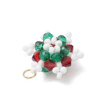 Glass Seed Beaded Snowflake Pendants PALLOY-MZ00815-05-1