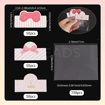 150Pcs 3 Styles Cardboard Paper Folding Printed Paper Card Header CDIS-SP0001-29-1
