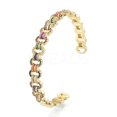 Cubic Zirconia Oval Open Cuff Bangle BJEW-N014-019-1