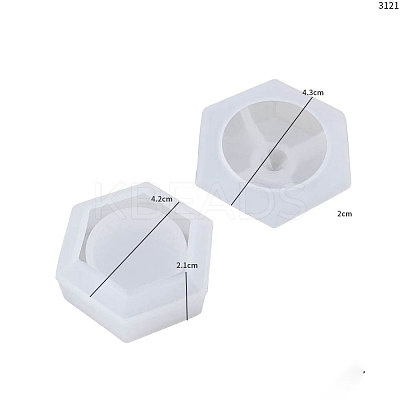 Hexagon Concrete Candle Jar with Lid Mould PW-WG74678-02-1
