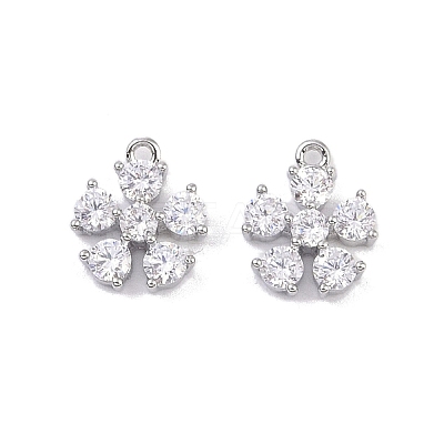 Brass Micro Pave Clear Cubic Zirconia Pendants KK-K351-42B-P-1