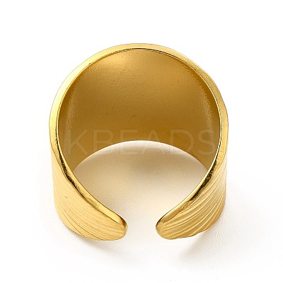 Ion Plating(IP) 304 Stainless Steel Textured Wide Open Cuff Ring for Women RJEW-E070-01G-1