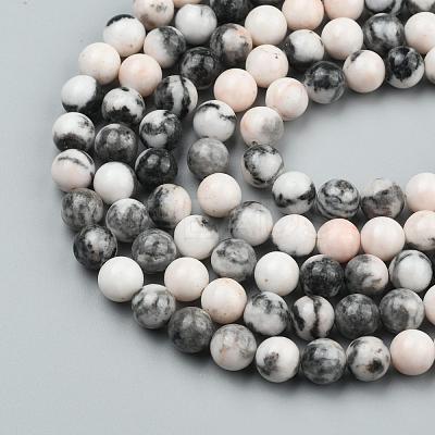 Natural Pink Zebra Jasper Beads Strands X-G-P231-01-10mm-1