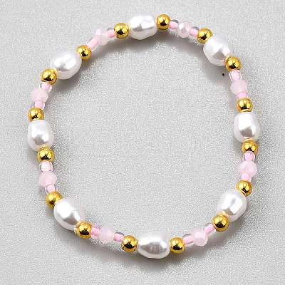 Plastic Pearl Beaded Stretch Bracelets for Women BJEW-WH0016-69D-1