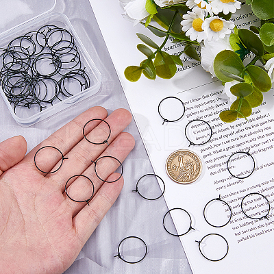 50Pcs 304 Stainless Steel Hoop Earrings EJEW-HS0001-12A-1