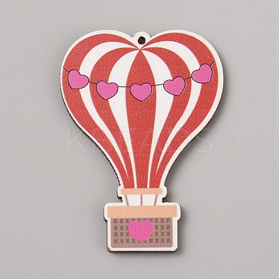 Single Face Printed Heart Wood Big Pendants WOOD-CJC0011-07I-1
