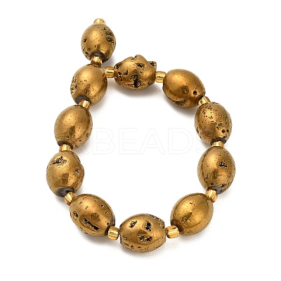Electroplated Natural Druzy Geode Crystal Beads Strands G-F833-O01-01A-1