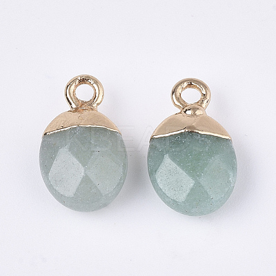 Electroplate Natural Green Aventurine Charms X-G-S344-09J-1