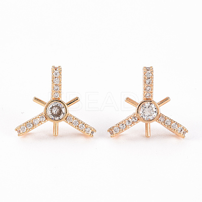 Brass Micro Pave Clear Cubic Zirconia Stud Earrings Findings KK-T062-119G-NF-1