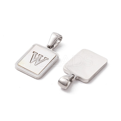 304 Stainless Steel Pave Shell Pendants STAS-G327-01P-W-1