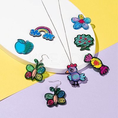 14Pcs 7 Style Transparent Acrylic Pendants KY-LS0001-15-1