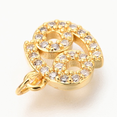 Brass Micro Pave Clear Cubic Zirconia Charms ZIRC-O036-30G-A-1