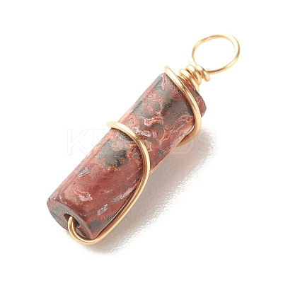 Natural Leopard Skin Jasper Pendants PALLOY-JF01453-04-1