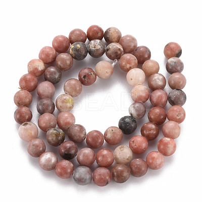 Round Natural Maible and Sesame Jasper/Kiwi Jasper Beads Strands G-S170-6mm-1
