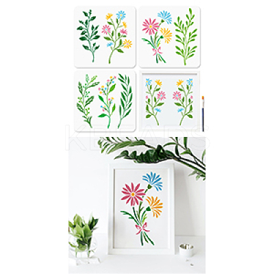 1 Set PET Hollow Out Drawing Painting Stencils DIY-MA0006-48-1