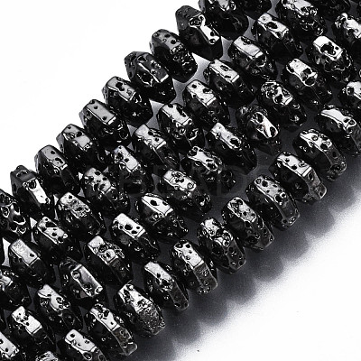 Electroplated Natural Lava Rock Beads Strands G-T114-66-1