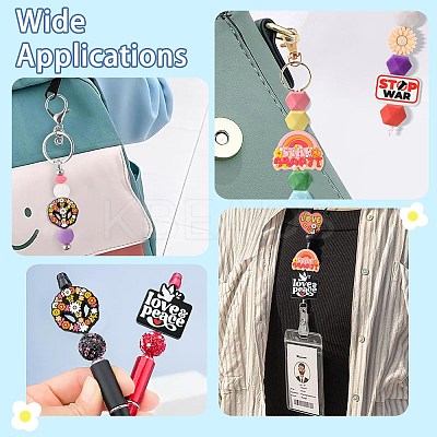20Pcs 5 Styles Stop War Love Peace Themen Silicone Focal Beads SIL-CJ0002-11-1