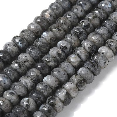 Faceted Natural Labradorite Rondelle Beads Strands G-K090-02-1