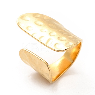 Ion Plating(IP) 304 Stainless Steel Wide Flat Open Cuff Ring for Women RJEW-F131-16G-1