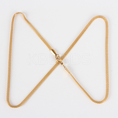 304 Stainless Steel Mesh Chain Necklace Making STAS-P045-15G-1
