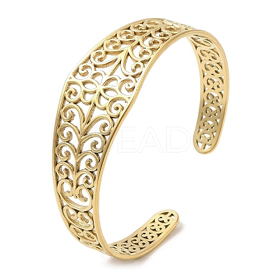 304 Stainless Steel Cuff Bangles BJEW-K267-04G-1