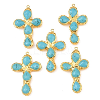 Dyed Synthetic Turquoise Big Pendants KK-H516-20G-1