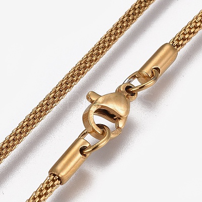 304 Stainless Steel Mesh Chain Necklaces NJEW-L167-03C-G-1