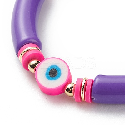 4Pcs 4 Style Acrylic Evil Eye & Plastic Skull & Synthetic Hematite Beaded Stretch Bracelets Set BJEW-JB08896-1