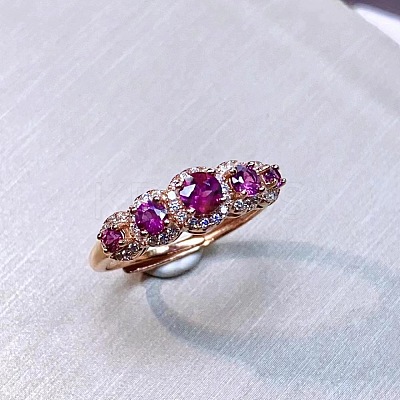 Flat Round Natural Garnet Finger Rings FS-WG33969-01-1