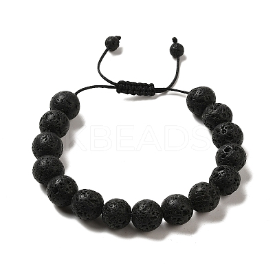 12.5mm Round Natural Lava Rock Braided Bead Bracelets for Women Men BJEW-C060-01P-1