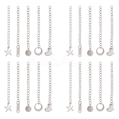 50Pcs 5 Styles 304 Stainless Steel Chain Extender STAS-DC0016-76P-1