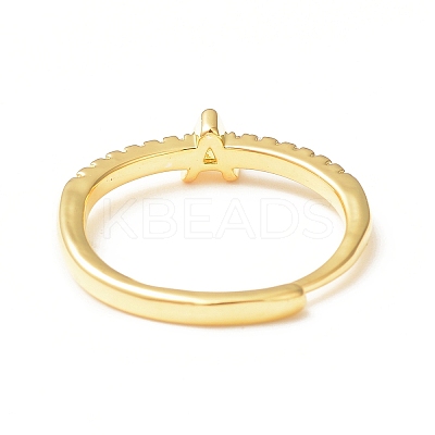Clear Cubic Zirconia Initial Letter Adjustable Ring RJEW-C052-01G-A-1