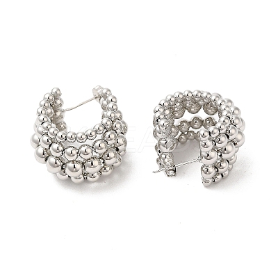 Brass Round Stud Earrings EJEW-D065-01P-1