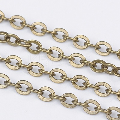 Brass Flat Oval Cable Chains CHC025Y-01-AB-NF-1