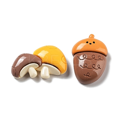 Autumn Theme Opaque Resin Cabochons RESI-G084-16-1