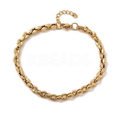 304 Stainless Steel Coffee Bean Chain Bracelets for Women BJEW-B140-01B-G-1