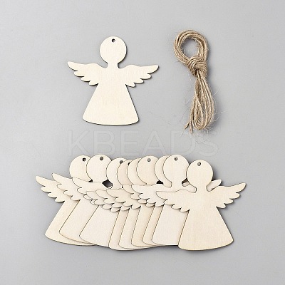 Unfinished Wood Pendant Decorations WOOD-WH20009-02H-1