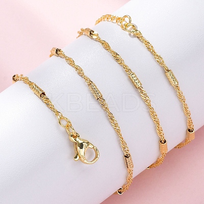 Brass Singapore Chains Necklaces for Women NJEW-D302-04G-1