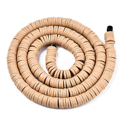 Flat Round Handmade Polymer Clay Beads CLAY-R067-8.0mm-37-1