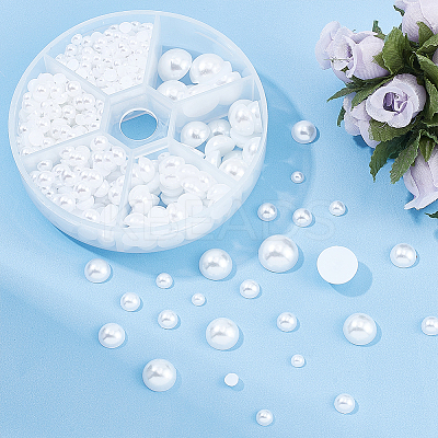 1Box Imitation Pearl ABS Acrylic Dome Cabochons SACR-PH0001-01-1
