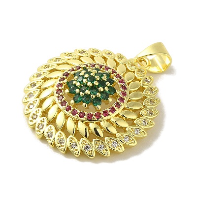 Brass Micro Pave Colorful Cubic Zirconia Pendants KK-Z042-20G-01-1