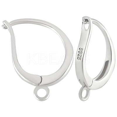 Anti-Tarnish 2 Pairs Rhodium Plated 925 Sterling Silver Hoop Earring Findings STER-BBC0005-98-1