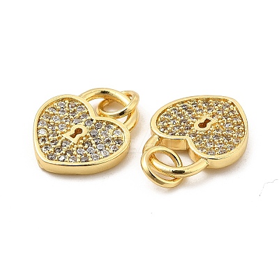 Brass Micro Pave Clear Cubic Zirconia Charms X-KK-E068-VB127-1