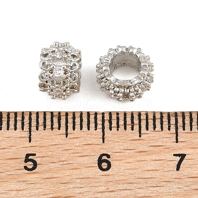 Brass Micro Pave Clear Cubic Zirconia European Beads CU-CBA6A75-16P-1