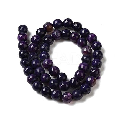 Dyed & Heated Natural Banded Agate Beads Strands G-P539-F01-01-1